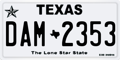 TX license plate DAM2353