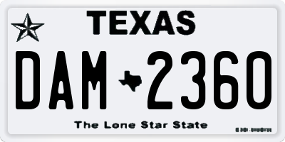 TX license plate DAM2360
