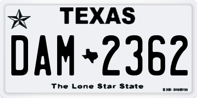 TX license plate DAM2362