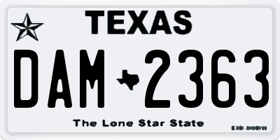 TX license plate DAM2363