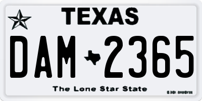 TX license plate DAM2365