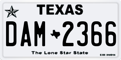 TX license plate DAM2366