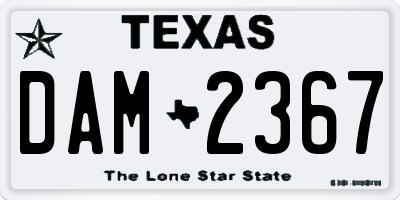 TX license plate DAM2367