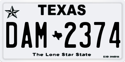 TX license plate DAM2374