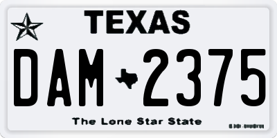 TX license plate DAM2375
