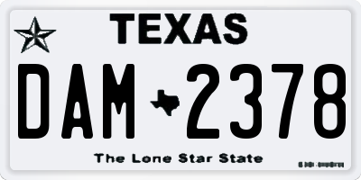 TX license plate DAM2378