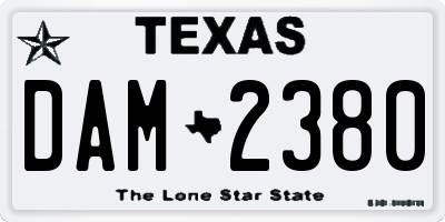 TX license plate DAM2380