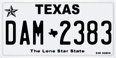 TX license plate DAM2383