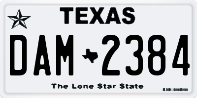 TX license plate DAM2384