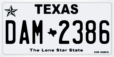 TX license plate DAM2386