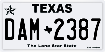 TX license plate DAM2387