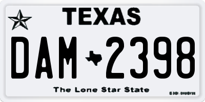 TX license plate DAM2398