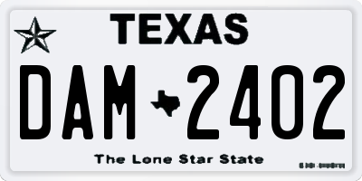 TX license plate DAM2402