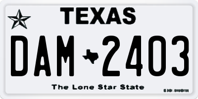 TX license plate DAM2403