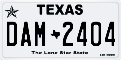 TX license plate DAM2404