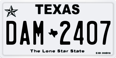 TX license plate DAM2407