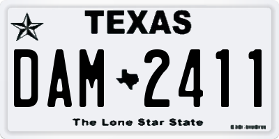 TX license plate DAM2411