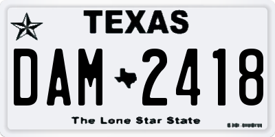 TX license plate DAM2418