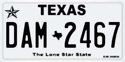 TX license plate DAM2467