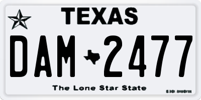 TX license plate DAM2477