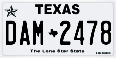 TX license plate DAM2478