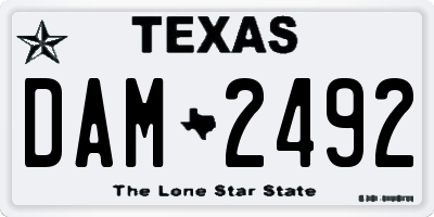 TX license plate DAM2492