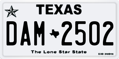 TX license plate DAM2502