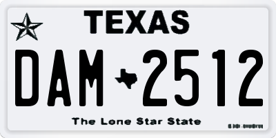 TX license plate DAM2512