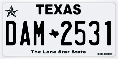 TX license plate DAM2531