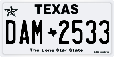 TX license plate DAM2533