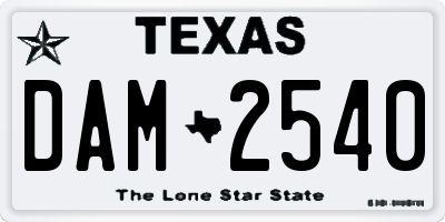 TX license plate DAM2540
