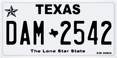 TX license plate DAM2542
