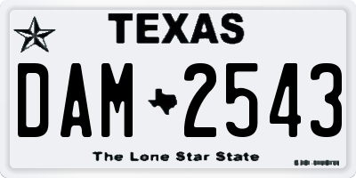 TX license plate DAM2543