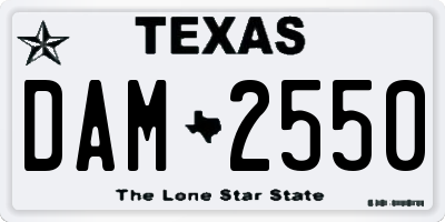 TX license plate DAM2550