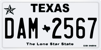 TX license plate DAM2567