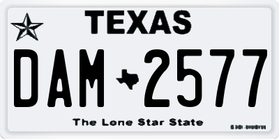 TX license plate DAM2577
