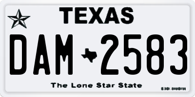 TX license plate DAM2583