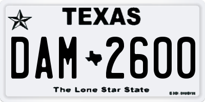 TX license plate DAM2600