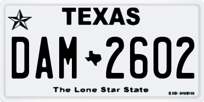 TX license plate DAM2602