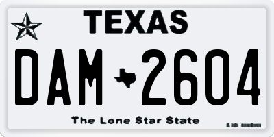 TX license plate DAM2604