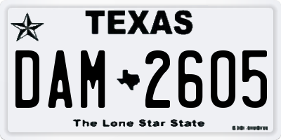 TX license plate DAM2605