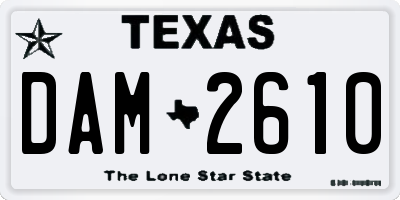 TX license plate DAM2610