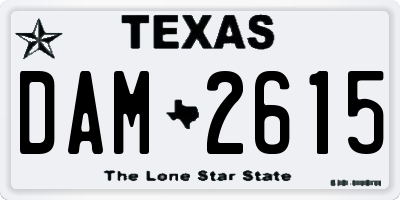 TX license plate DAM2615