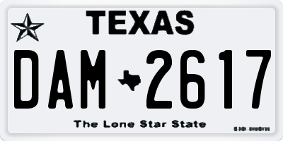 TX license plate DAM2617