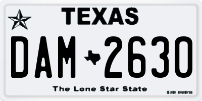 TX license plate DAM2630