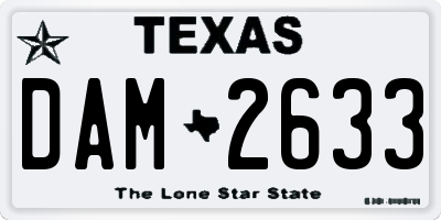 TX license plate DAM2633