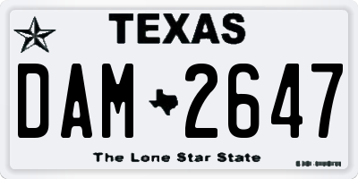TX license plate DAM2647