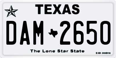 TX license plate DAM2650
