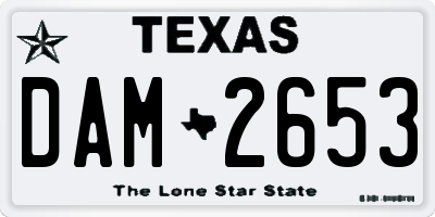 TX license plate DAM2653