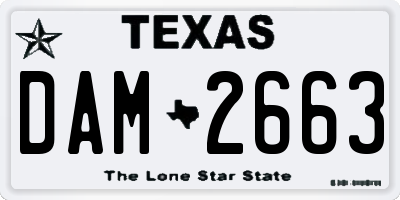 TX license plate DAM2663